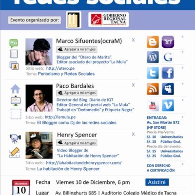 Conferencia sobre Redes Sociales en Tacna el 10/12/2010