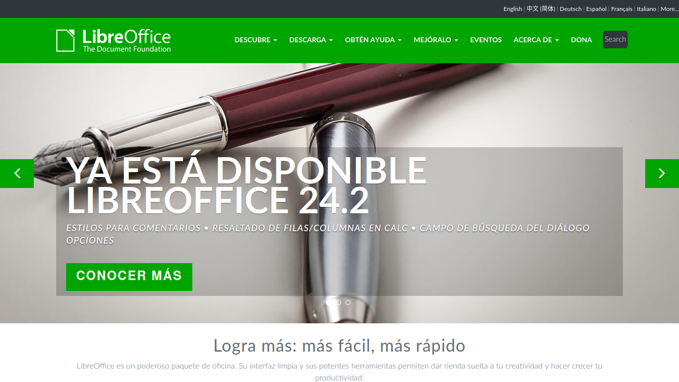 Portada de LibreOffice.org